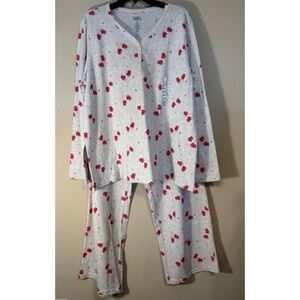 Croft & Barrow Pajama Set Women XXL Mittens Snowflakes Long Sleeve & Pants NEW